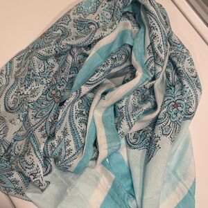Talbots Aqua Paisley Scarf